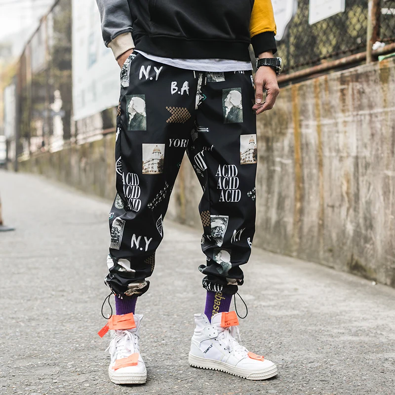 

Streetwear Casual Jogger Pants Men Designer Printing 2019 Spring Lightweight Mens Harem Pants Hip Hop Men Trousers