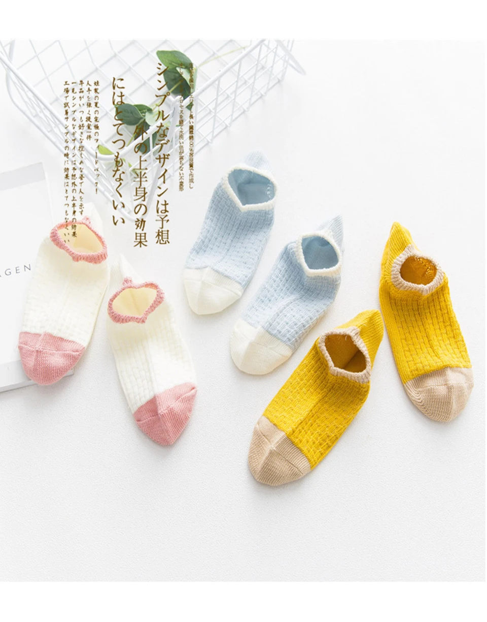 2018 Spring And Summer New Japanese Trend Fashion Simple Thick line Cotton Deodorant Mixed Candy Color Cute Wind Female Socks (8)