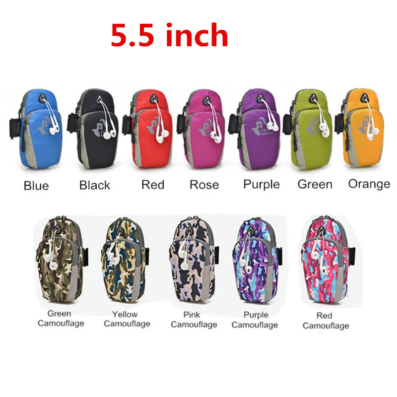 

Jogging Sports Bag Cell Phone Arm Band Case with Earphone Cable Hole,Double-layer Mobile Arm Belt Case Universal 5.5 inch