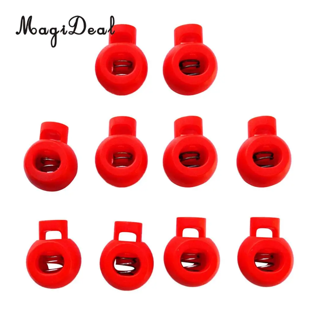 MagiDeal Pack 10 Rope Ball Stoppers Toggle Lock Ends Spring Buckle for Paracord Elastic Cord Bungee Rope Garment Shoelace