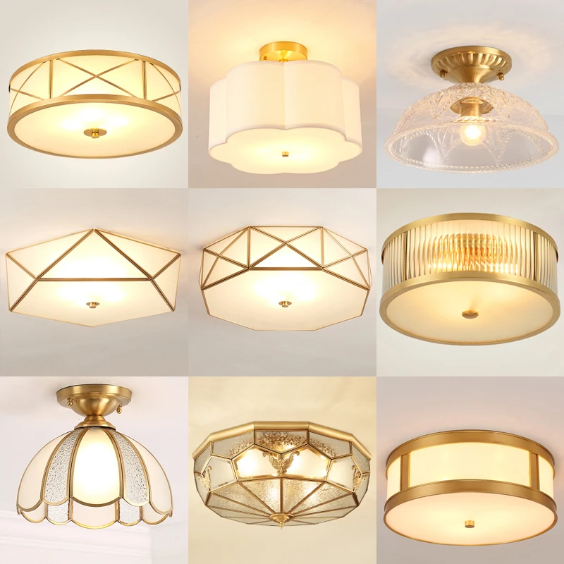 Modern LED Copper Acrylic Glass Ceiling Lights Decorative ...