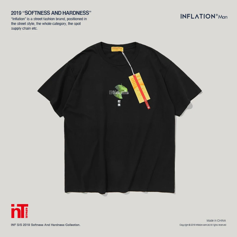 Инфляция футболка для мужчин Bite me Tee Мужчин's футболки с круглым вырезом хлопок