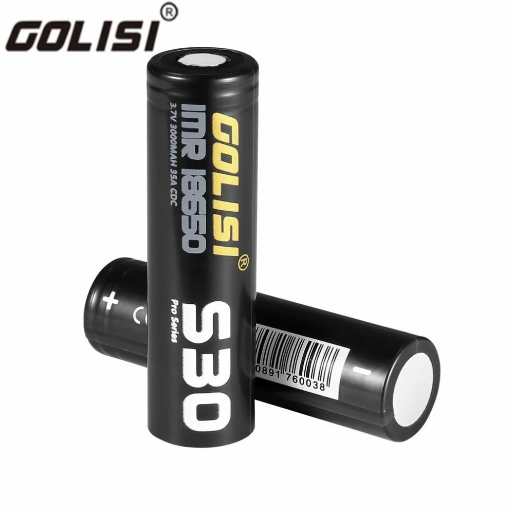 

GOLISI S30 Li-ion 18650 Rechargeable Batteries 3.7V 3000mAh Lithium Replacement Battery for Torch Flashlight Battery Black Gold