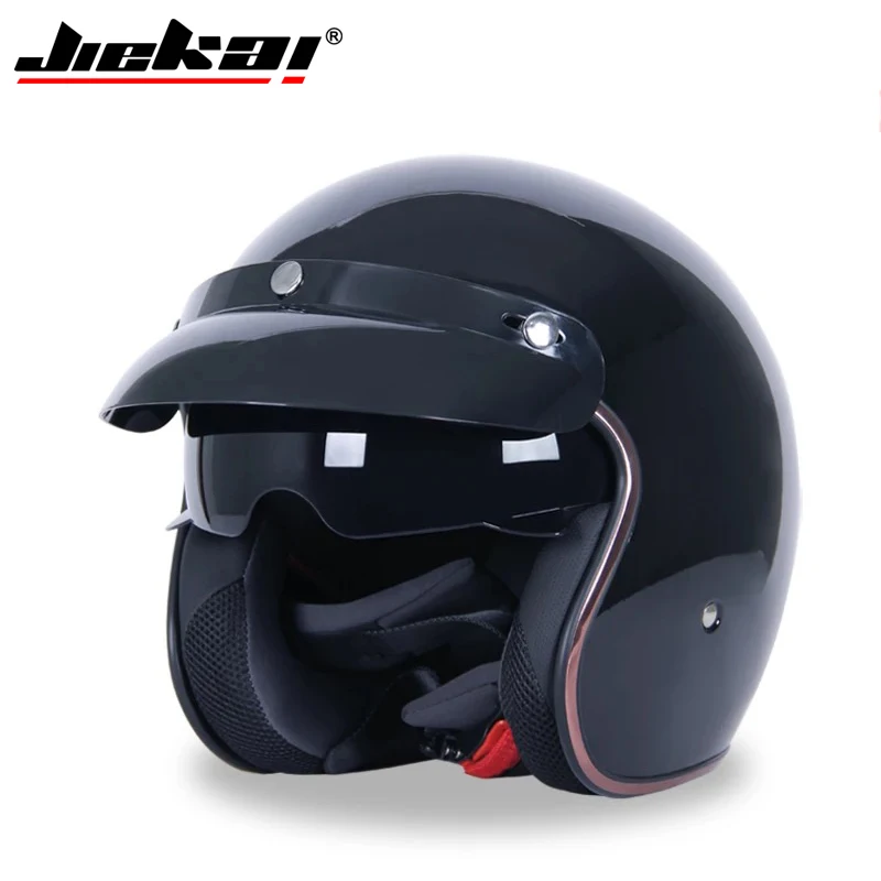 Мотоцикл Jiekai шлем 3/4 с открытым лицом Винтаж Casco мото реактивный скутер