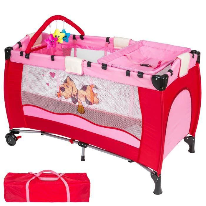 

New Cartoon Baby Cribs Bed Diaper Changing Stations Portable Foldable Playpen Crib Child Alloy Double Folding Cot Kids Bed
