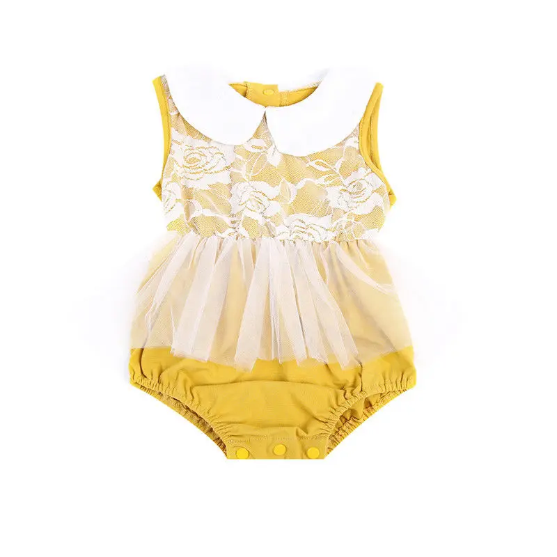 One Piece Bodysuits Yellow Infant Baby Girl Tulle Bodysuit Jumpsuit