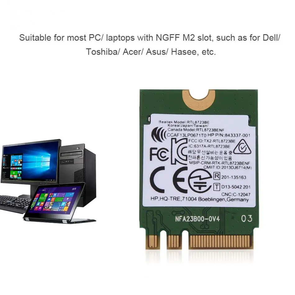 Беспроводная сетевая карта 2 в 1 4 ГГц Bluetooth Wi Fi для Dell Toshiba Acer Asus с разъемом NGFF M2