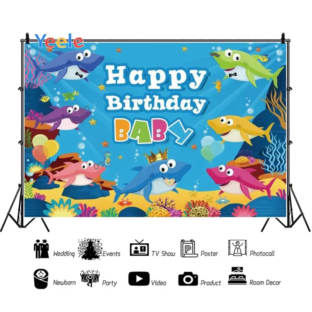 Yeele подводный мир Акула Корона Коралл ребенок день рождения фотографии задний план индивидуальные фотографические фоны для фотостудии