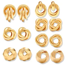 17 км,, золотые серьги-гвоздики с узлом для женщин, новые модные серьги, неровные металлические круглые серьги, геометрические ювелирные изделия