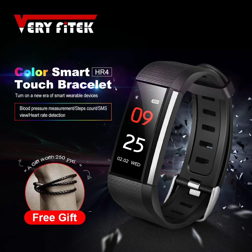 

VERYFiTEK HR4 Color Screen Smart Band Heart Rate Monitor Blood Pressure Oxygen Smart Fitness Bracelet Watch Pedometer Wristband