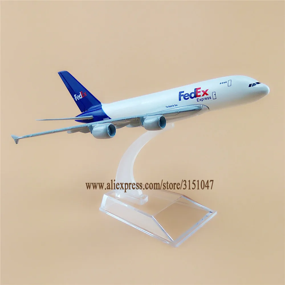 Сплав металла FedEx воздуха A380 авиакомпания модель самолета FedEx Airbus 380 Airways модель самолета Стенд самолет дети подарки 16 см
