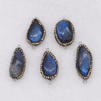 

Blue stone beads charm high quality stone jewelry pendants retro druzy necklace pendants jewelry finding 1474