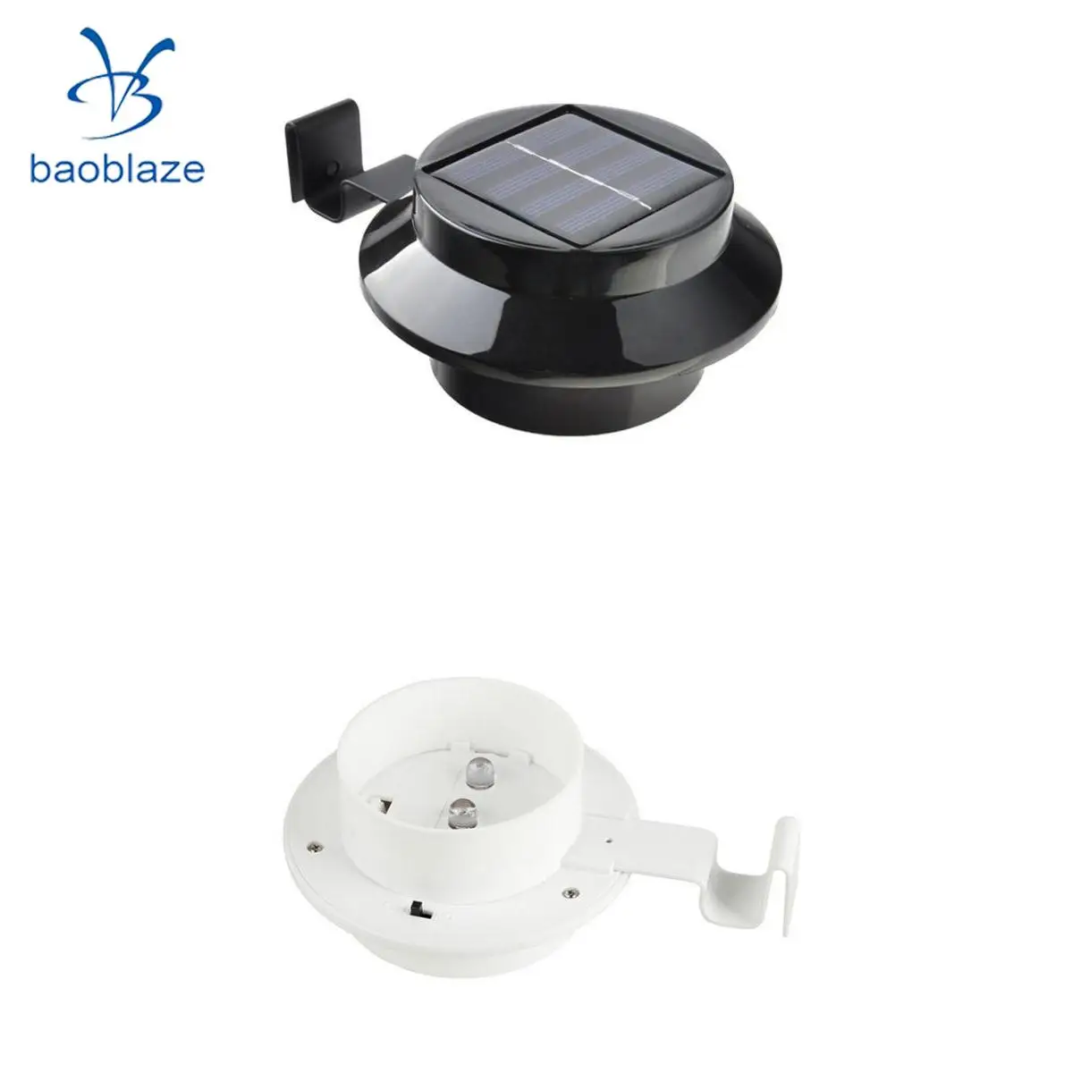 2pcs Solar Powered Yard Wall LED Light Fence Wall Lamp  White Light Black&White