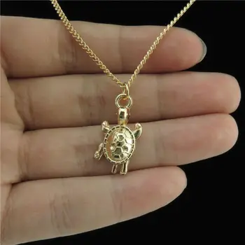

GLOWCAT Q21A34 KC Light Gold Alloy Women Ocean Beach 22mm Swim Turtle Tortoise Pendant Collar Choker Necklace 18"