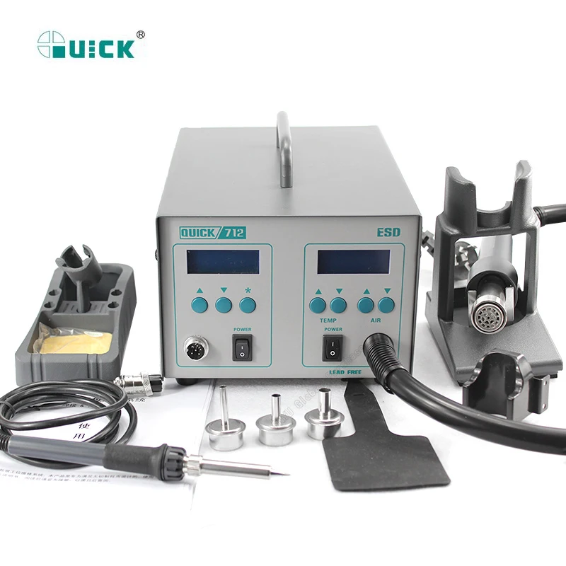 QUICK 712 2 In 1 Soldering station 861DW Hot Air Gun 1000W+203H Soldering Iron 90W Dual Digital Display Temperature Adjustable