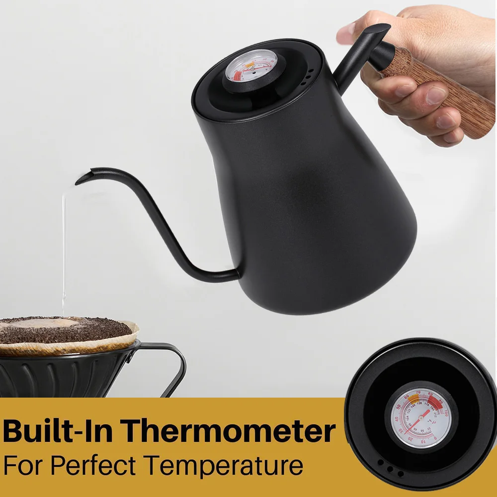 850ML Stainless Steel Coffee Pot Hario Espresso Coffee Drip Maker Moka Kettle With Thermometer Gooseneck Teapot Kettle Tool