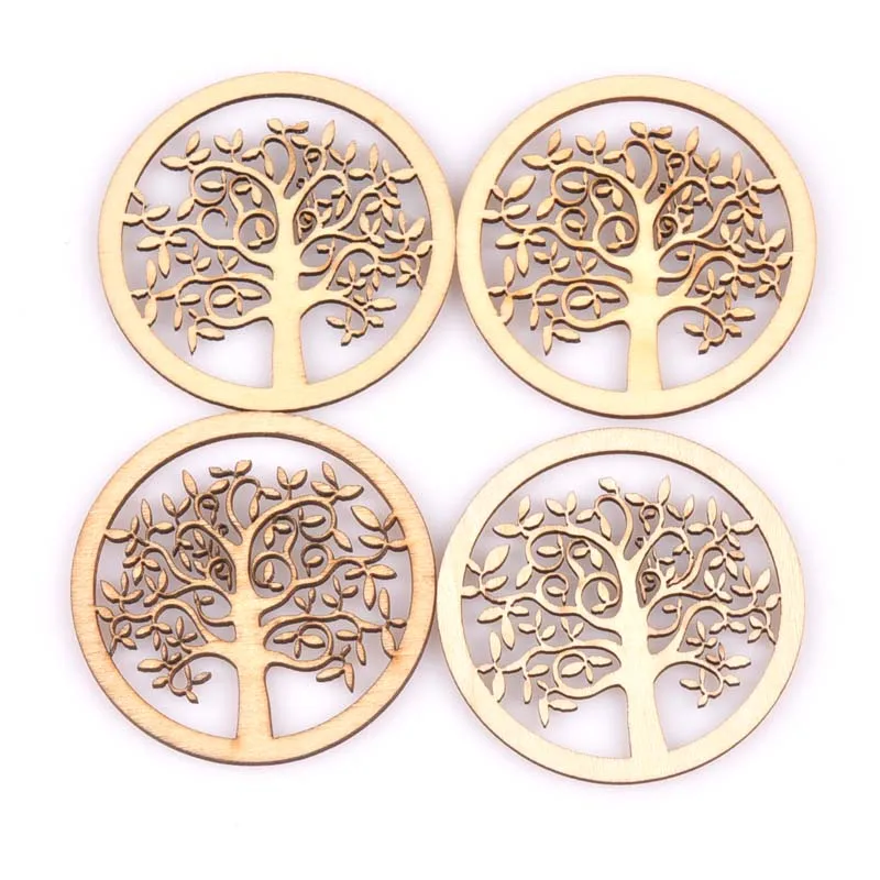 

10pcs 49mm Round tree Pattern Natural wooden Scrapbooking Carft Handmade Accessories Home Decorations MT1689