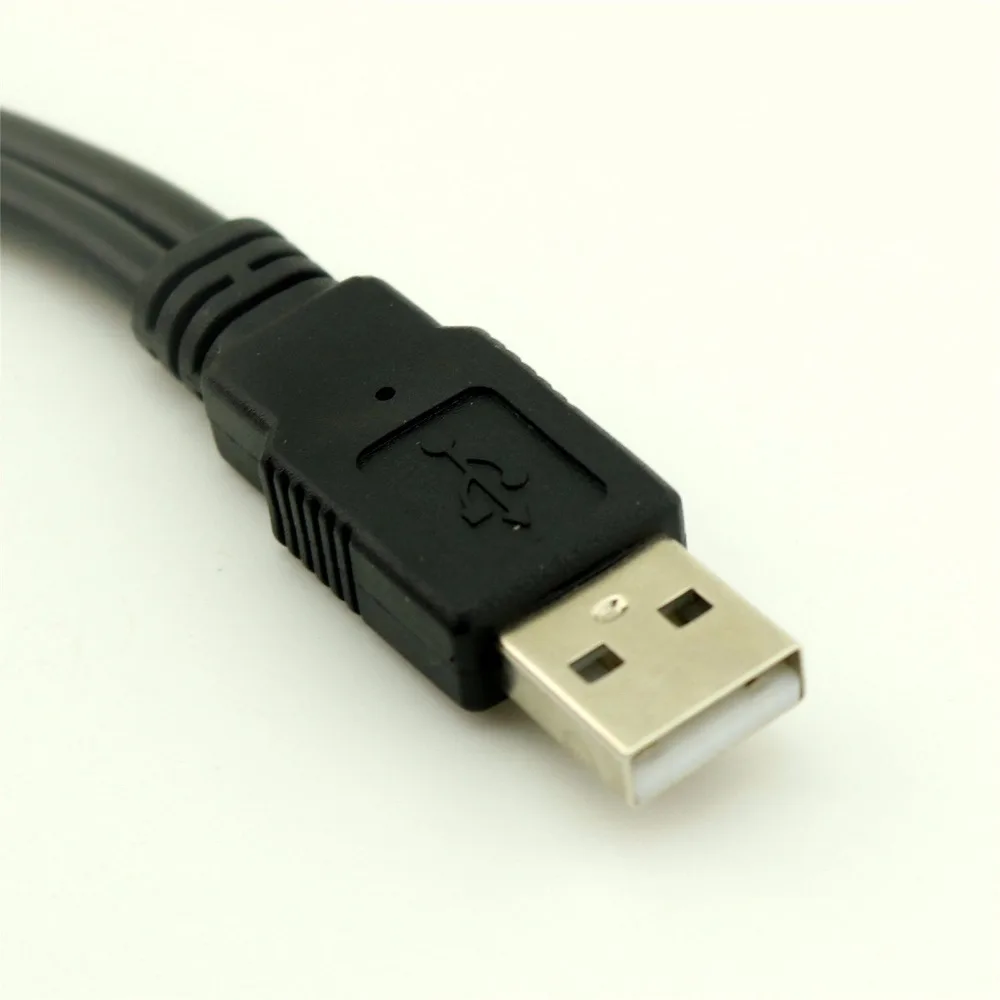 1pcs Black USB A Male to Mini & Micro USB 5 Pin Adapter Dual Plug Splitter Charger Cable 30cm