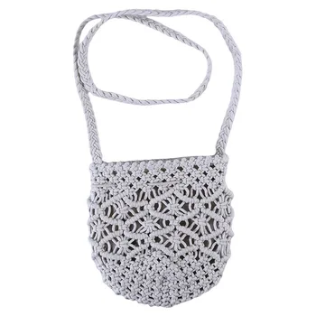 

Popular Woven Hollow Out Beach Bag Women Crochet Fringed Straw Clutch Handmade Day Clutches Knitting Weave Boho Summer Bag