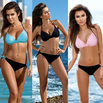 

Women Bikini Set Swimwear Padded Push Up Bra Swimsuit Beachwear Bathing Suit Bandage Bikini Swimsuit Triangle Swimwear