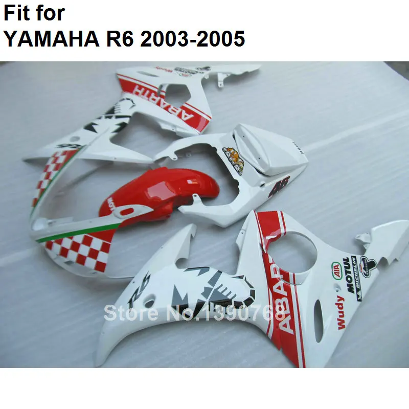 ABS Пластик обтекатель для YAMAHA Обтекатели R6 2003 2004 2005 белый красный кузов Запчасти обтекатель комплект YZF R6 03 04 05 hz44