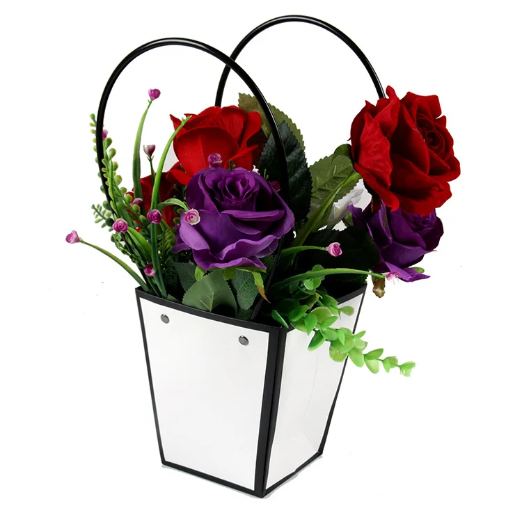 

5PCS Korean Square Flower Paper Boxes with Lid Hug Bucket Florist Gift Packaging Box Matrials