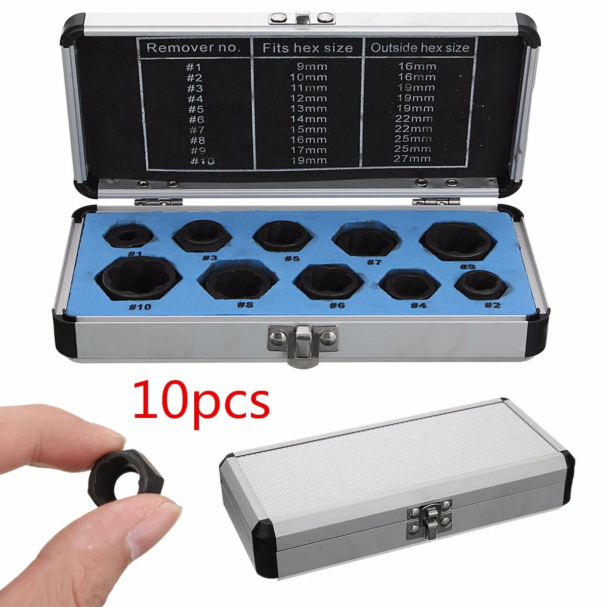 10Pcs Short Damaged Bolt Nut Screw Remover Extractor Removal Set Nut