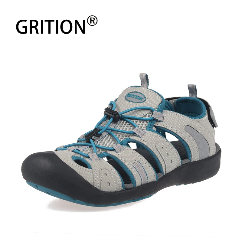

GRITION Women Sandals Outdoor Summer Beach Flat Heel Female Leather Platform Shoes Breathable Casual Sport Fashion Walking Shoes
