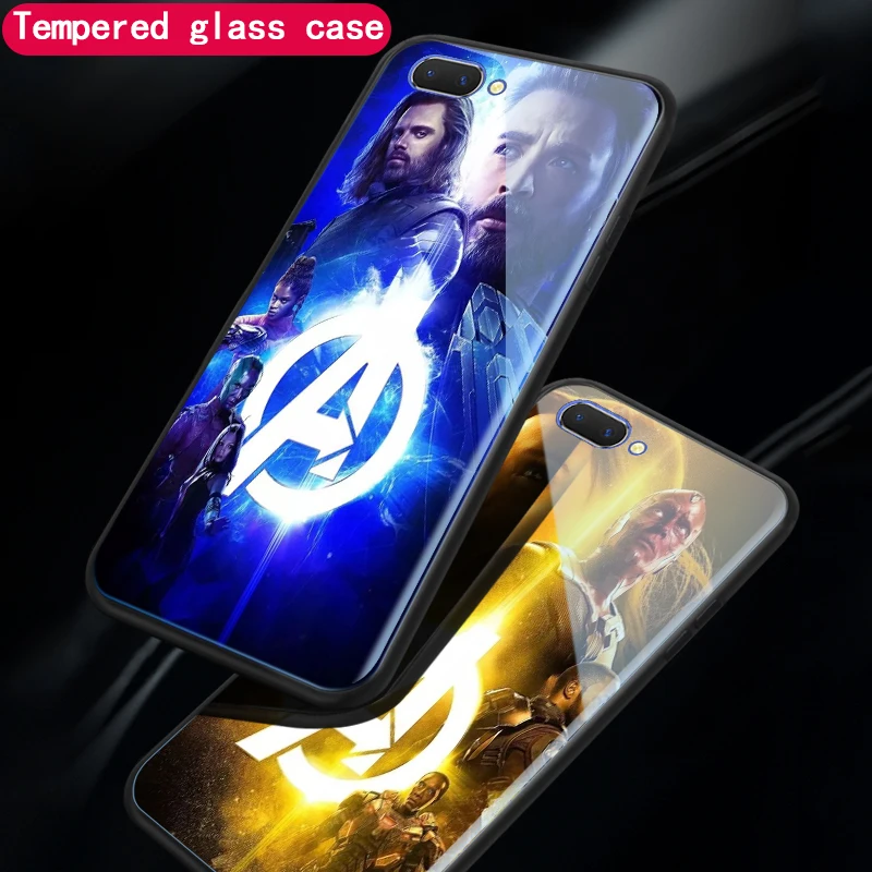 

Popular Avengers Glass Case For OPPO A83 A57 / A39 lron Man Back Cover Phone Case For OPPO A1 A3 A3S A5 AX5 A7