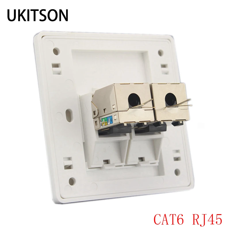 

2 Sockets CAT6 RJ45 Shield Ethernet Face Cover Outlet Compatible For Xiaomi TV PS4 Patch Cord