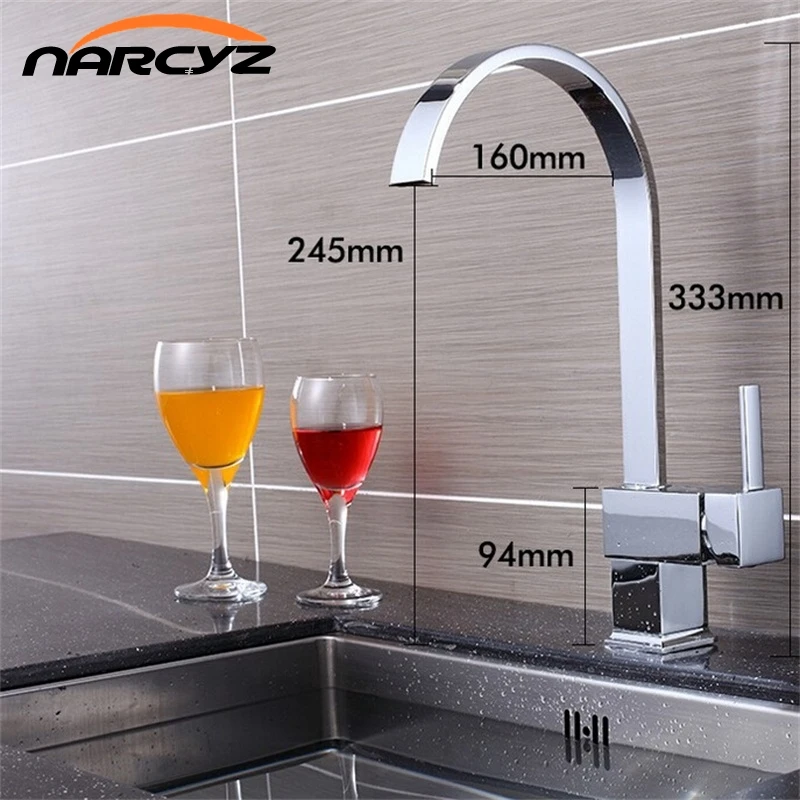 Square solid brass kitchen faucets single handle manufacture 8017Cin