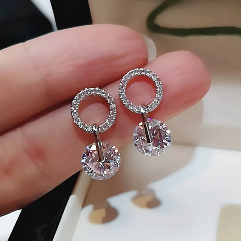 

Fashion Color Large Circle Earrings Womens Paved with Imitated Diamonds Circle Earings Gifts