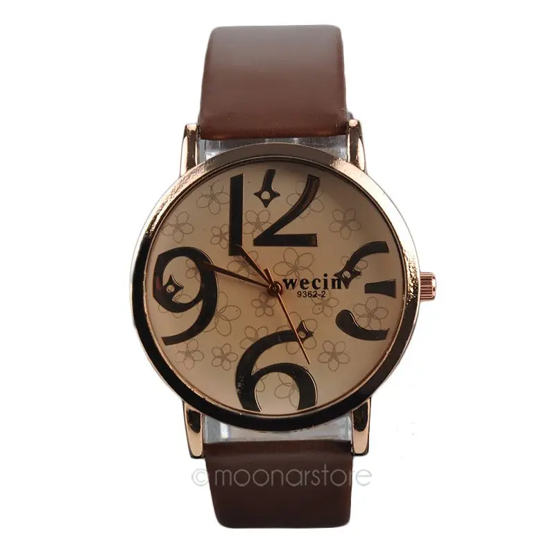 

Novelty Unique Design Big Number Dial Quartz Watch Fashion Leopard Leather Band Casual Women Watches relogio feminino