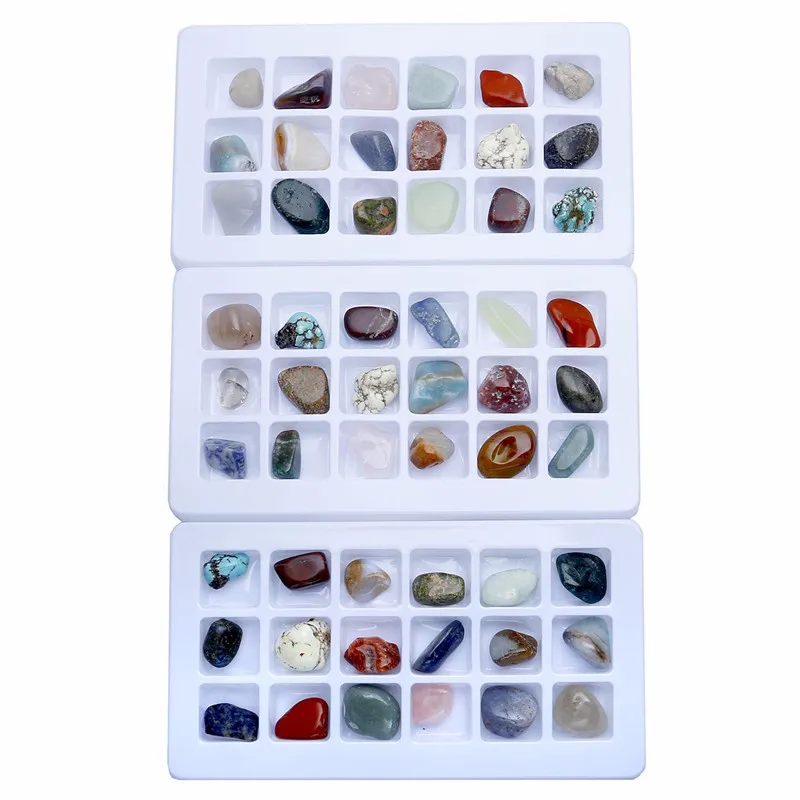 Sunligoo Горячие гладкие драгоценные камни чакра камень Исцеление балансировочный комплект для коллекционеров кристалл и рейки целители и Йога практик 18 шт