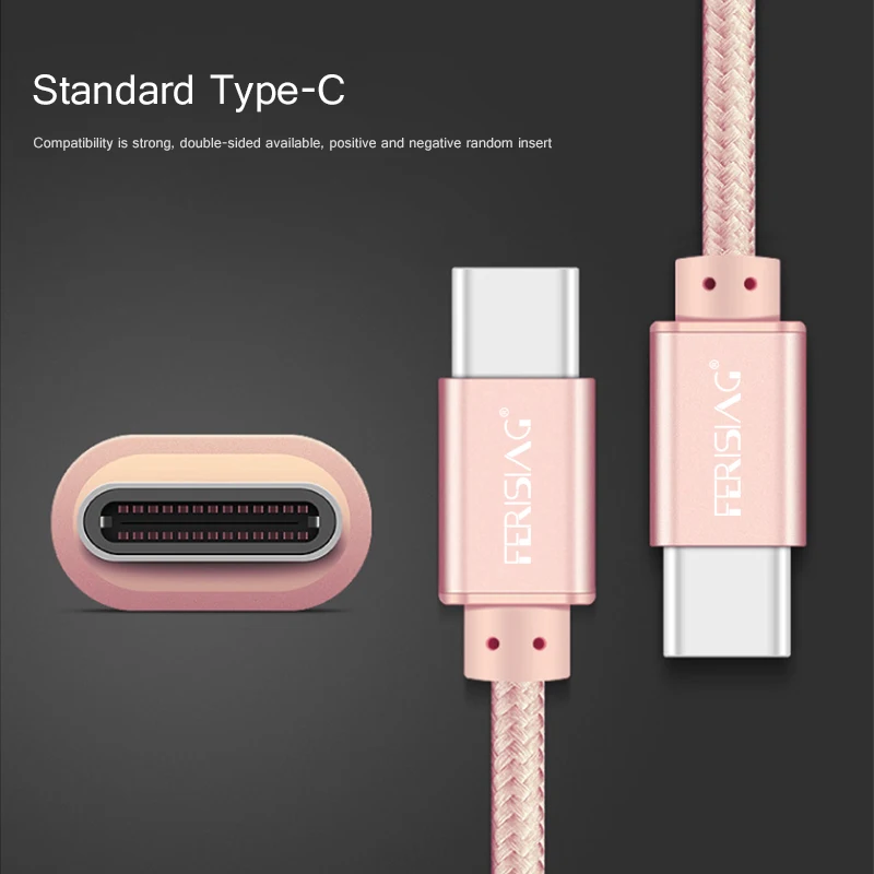 FERISING USB نوع C كابل النايلون USB C الهاتف المحمول كابل 3.1 USB نوع-C شاحن كابل بيانات ل Xiaomi onePlus 2 نيكزس 6 P 5X ماك