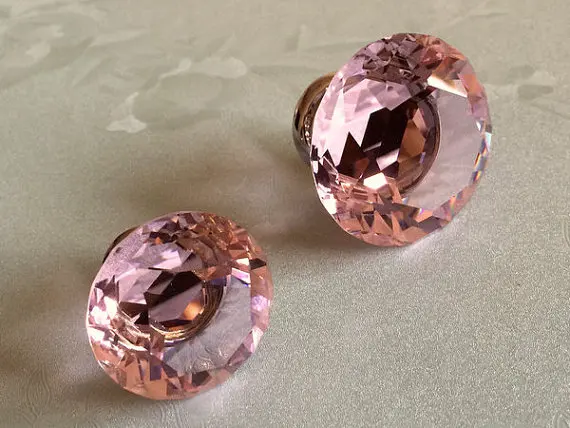 Pink Knobs Glass Knobs Crystal Dresser Knob Drawer Pulls Handles