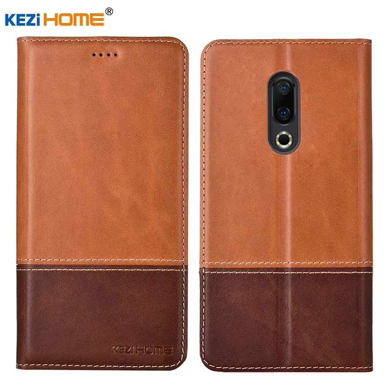 

Case for Meizu 16th 16 Plus KEZiHOME Double Colors Genuine Leather Flip wallet Cover for Meizu 16 Plus Phone cases