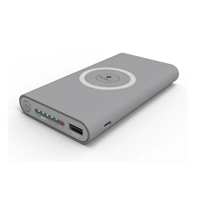 Qi Беспроводное зарядное устройство 10000 мАч портативное USB зарядное устройство Беспроводная зарядная панель для iPhone X 8 Plus samsung Note 8 S8 power Bank - Цвет: grey