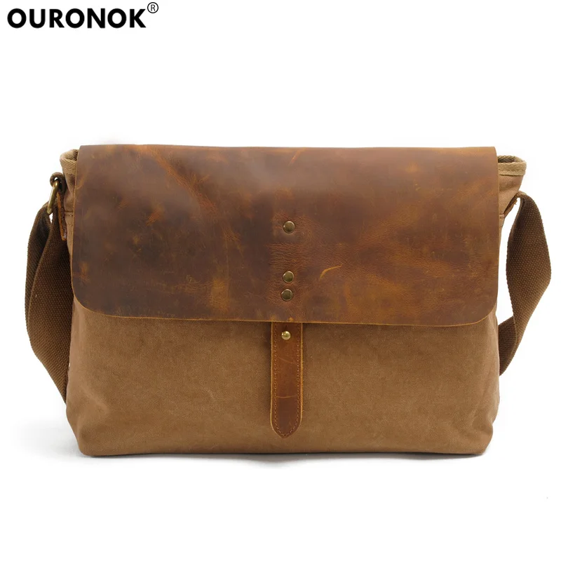 

OURONOK Unisex Multifunctional Small Casual Portable Crossbody Travel Bag Waterproof Vintage Messenger Bags Crossbody Shoulder