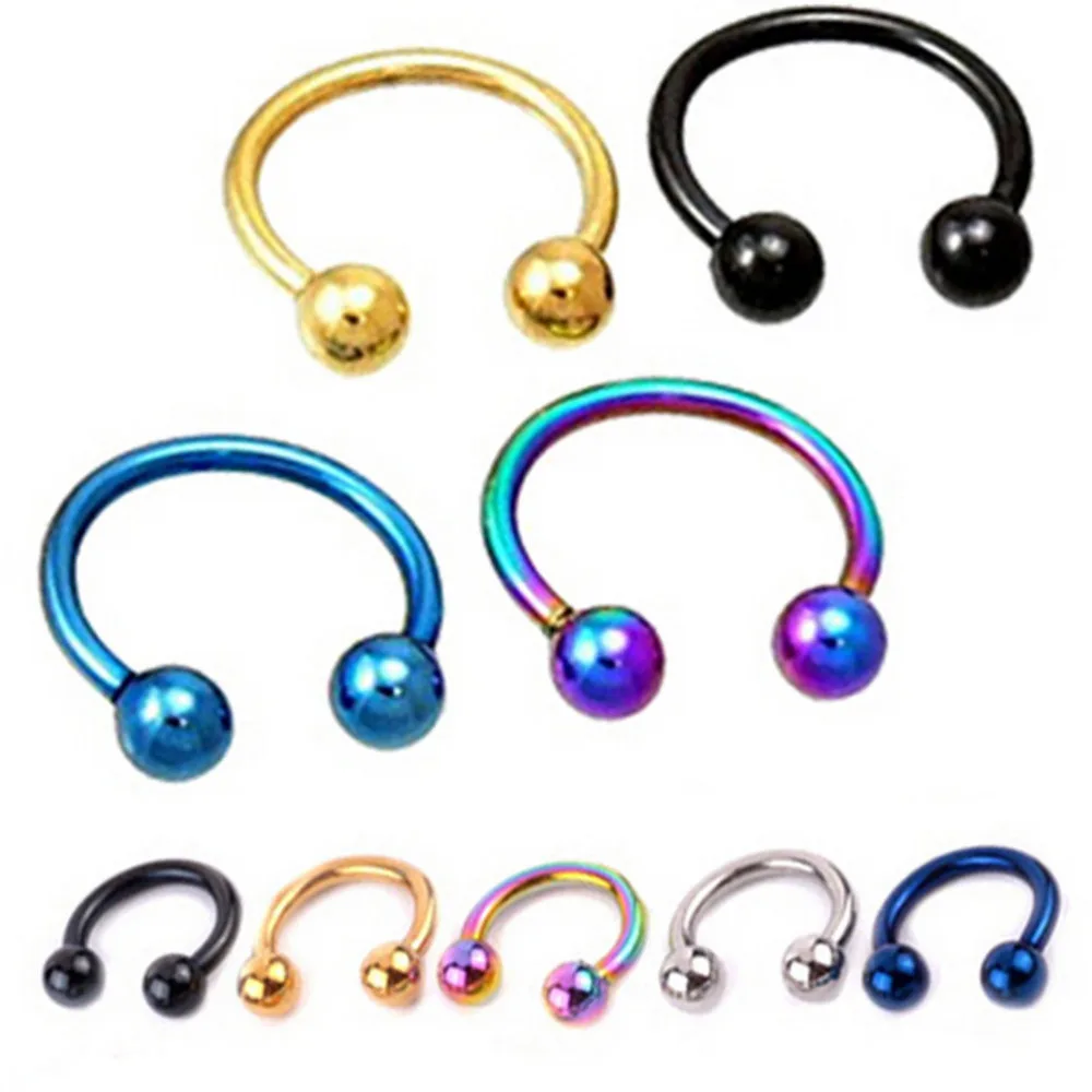 1Pc Surgical Stainless Steel Circular Barbells Horseshoe Fake Nose Ring