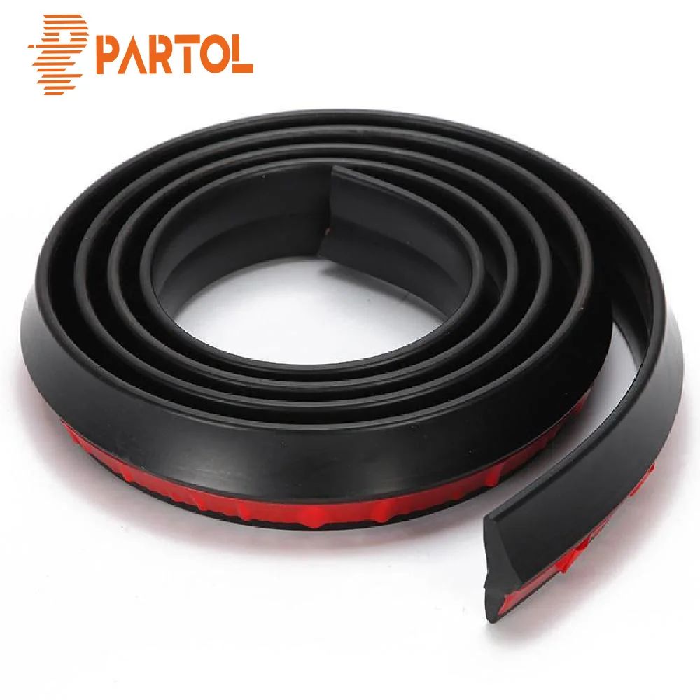 

Partol 2.5M Universal Car Bumper Protectoer Car Front Lip Spoilers 45mm Width Rubber Exterior Bumper Lip Strip Car Side Skirts