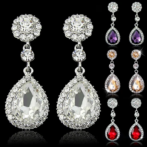 

Women Luxury Waterdrop Chandelier Earrings Rhinestone Crystal Jewelry Gift A8RS