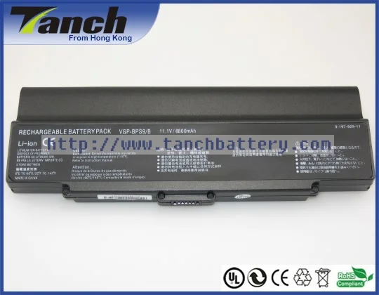 

Laptop batteries for SONY VGP-BPS9A VGP-BPL9 VGN-NR498 VGN-CR13 VGN-NR320 VGN-NR120 VGN-CR220E 11.1V 12 cell
