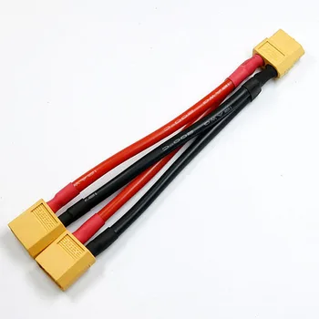 

1PC XT60 Lithium Battery Parallel Line String Wire 12AWG Silicone Line 1 Female 2 Male Length 10cm Cable for RC DIY Model
