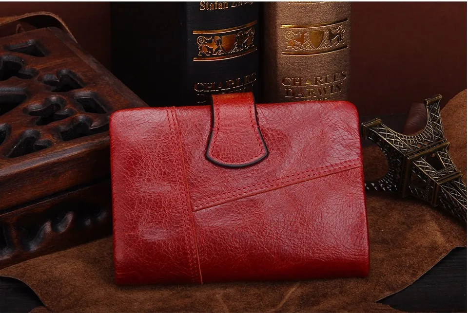 Контакта высокое качество красная кожа натуральная кошельки Женская сумочка держатель для карт бренд Hasp& молния Женский кошелек доллар цена