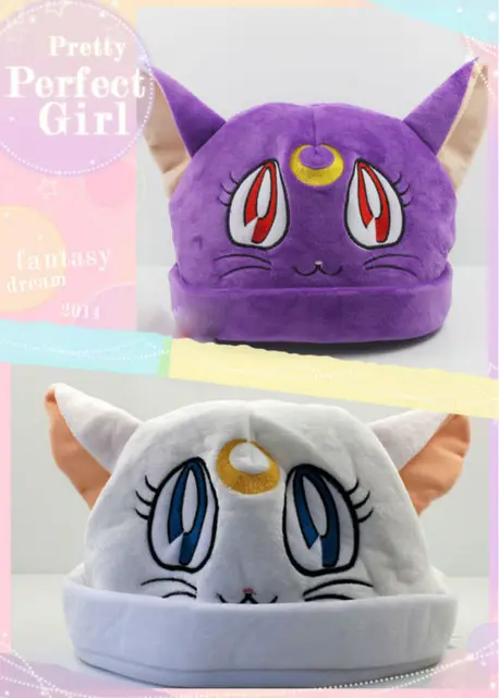 Cosplay Sailor Moon Luna Kot Pluszowy Kapelusz Fioletowy I Biały