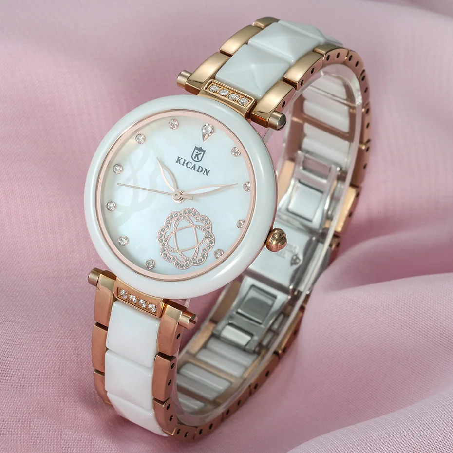 Женская мода керамические часы женские роскошные стразы кварцевые ...