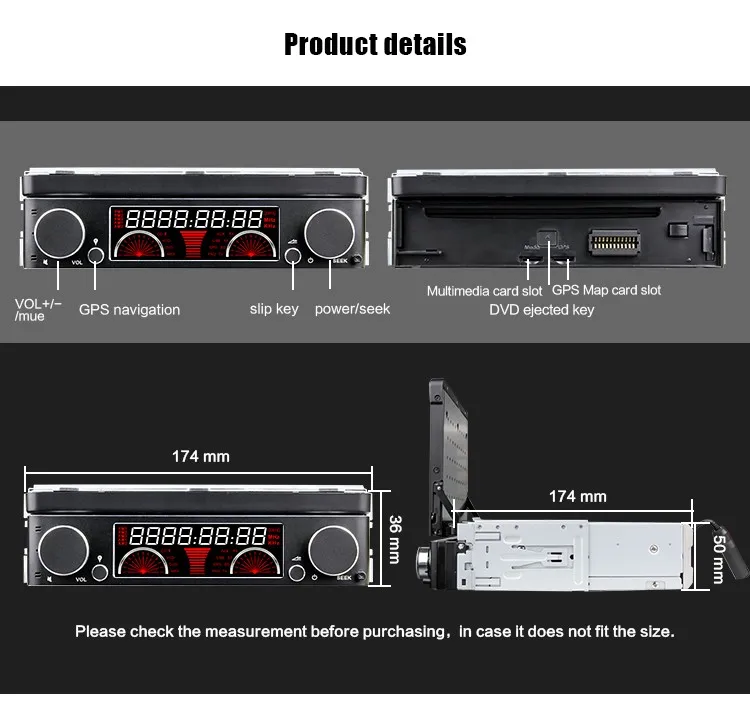 Top 7" 1 Din Wince Car DVD Player GPS Navigation Universal In-dash Detachable Front Panel Auto Radio Audio Stereo With Bluetooth map 15