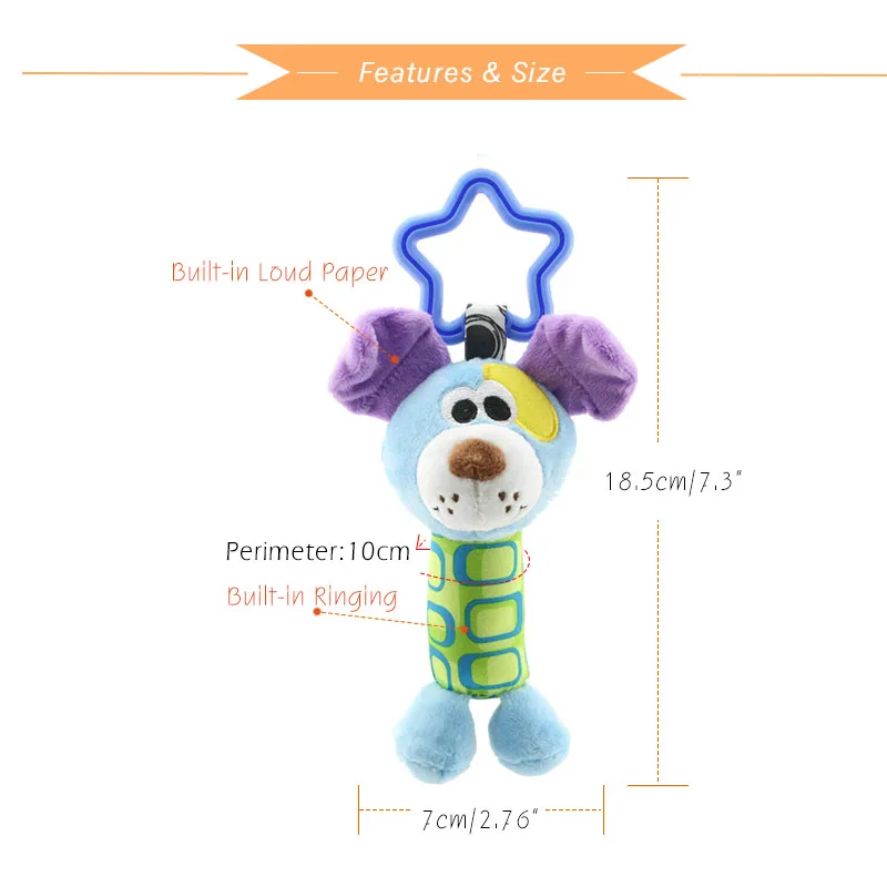 Детские игрушки 0-12 месяцев, детская кроватка, передвижные погремушки, милая плюшевая игрушка для коляски, кровать, подвесное мультяшное животное, ветряной колокольчик, силиконовый Прорезыватель для зубов