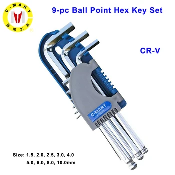 

C-MART Tools Good Quality 9PCS CR-V Wrench Allen Key Socket Hexagonal Wrenches Set Spanner For repair bicycle Hand tool set
